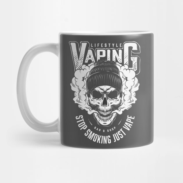 Vape skull, Vape life, skeleton vaping, Cloud life, Cloud chase, I love Vape, Black and White by Sparkling Art